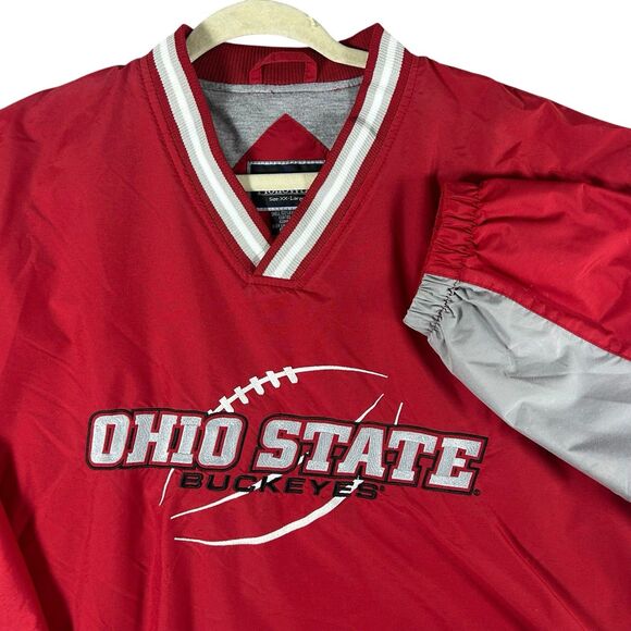 Vintage Ohio State Buckeyes Mens XXL Windbreaker Jacket Red Football Holloway - Picture 1 of 14